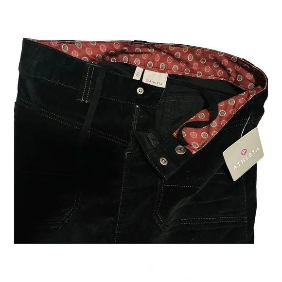 NEW Athleta Cotton Black Mini Skirt Velour Velvet Short Pockets Womens M - Picture 4 of 6